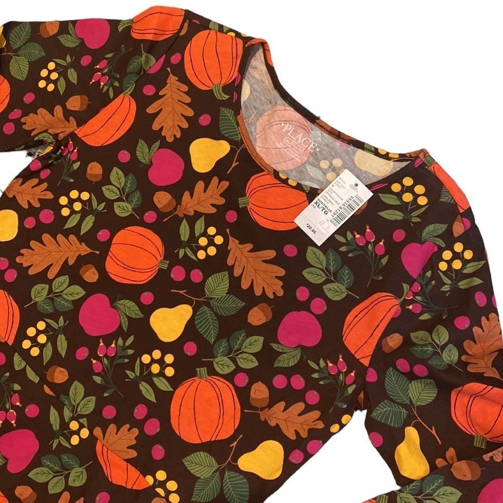 The Children’s Place Girls Fall Leaf Babydoll Dress - Dkhazelnut - Picture 3 of 4